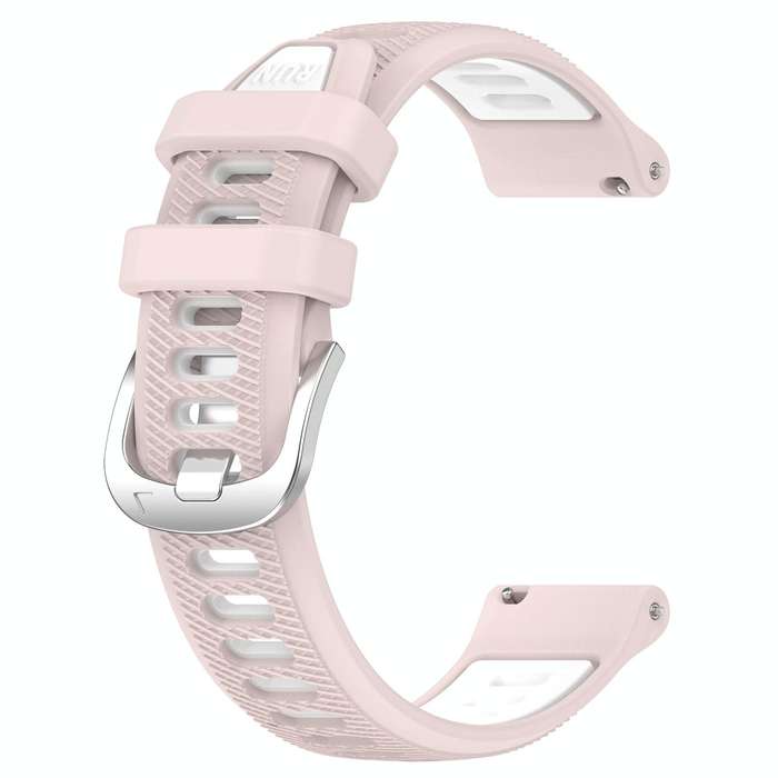 For Garmin Forerunner 55 20mm Sports Two-Color Steel Buckle Silicone Watch Band(Pink+White)