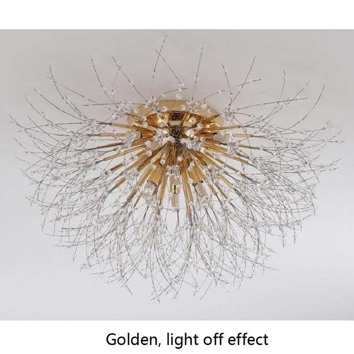 Bedroom Crystal Ceiling Lamp Creative Dandelion Living Room Lamp Dining Room Lamp, Style:Chrome (...