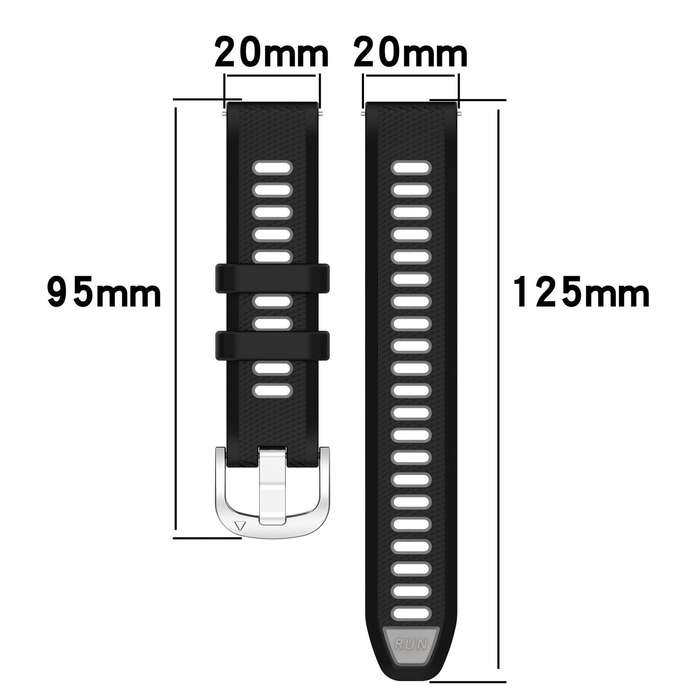 For Garmin Forerunner 55 20mm Sports Two-Color Steel Buckle Silicone Watch Band(Army Green+Black)