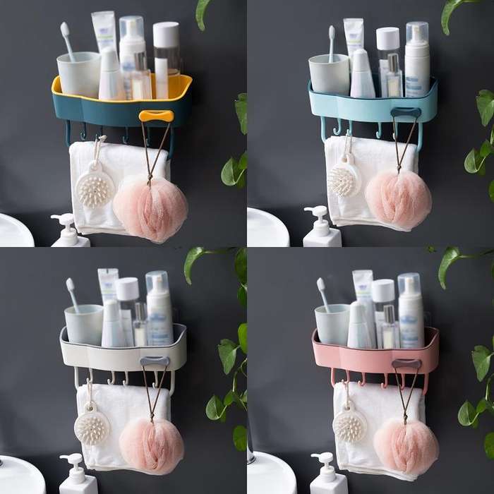 2 PCS Punch-Free Shelf Bathroom Suction Cup Storage Frame(White)