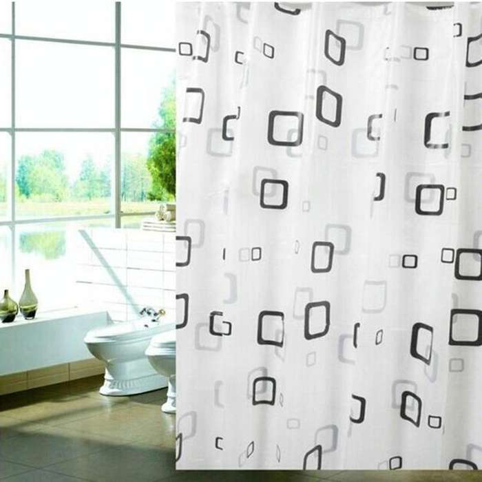 Bathroom Thick Waterproof Shower Curtain, Size:180X200cm, Style:with Copper Buckle