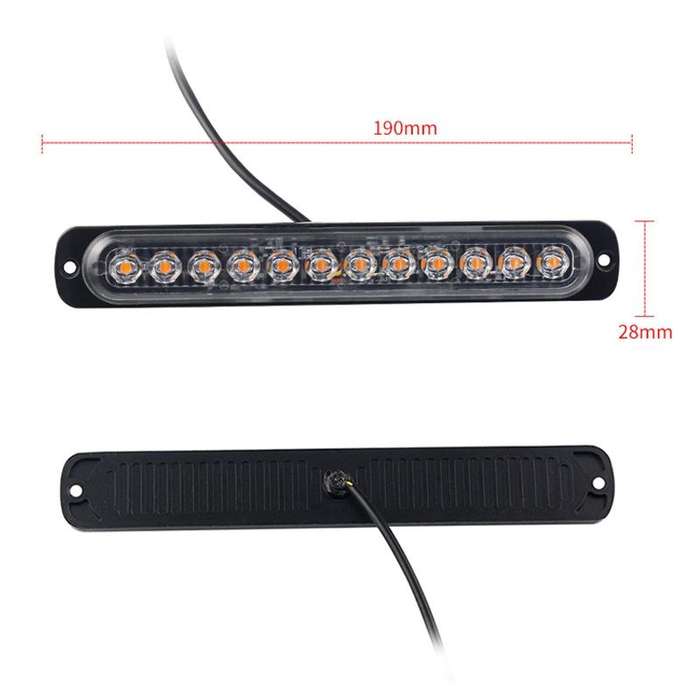 DC12V-24V / 36W Car Truck Emergency Strobe Flash Warning Light 12LEDs Long Ultra-thin Side Lights...