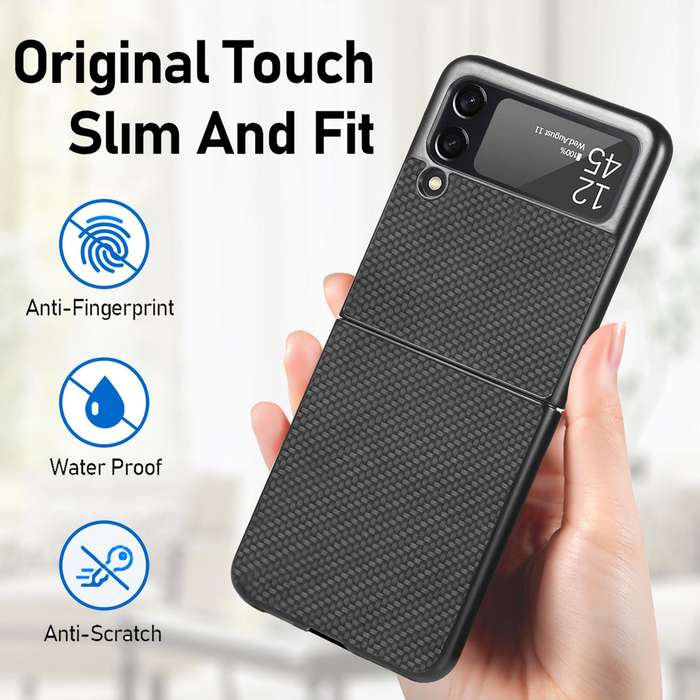 For Samsung Galaxy Z Flip4 Fiber Texture Fold Shockproof Phone Case(Black)