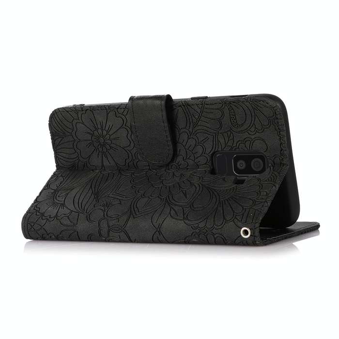 For Samsung Galaxy J8 Skin Feel Embossed Sunflower Horizontal Flip Leather Case with Holder & Car...