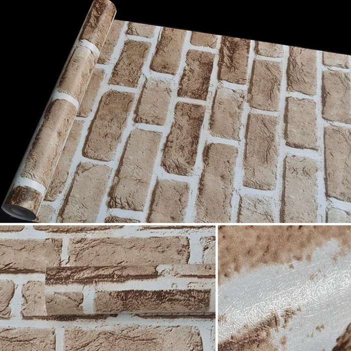 Retro Brick Creative 3D Stone Brick Decoration Wallpaper Stickers Bedroom Living Room Wall Waterp...