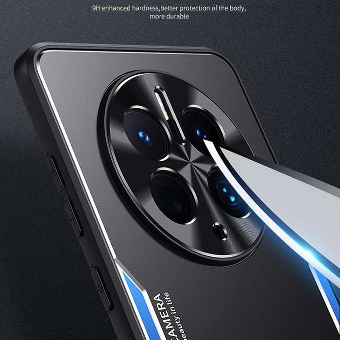 For Huawei Mate 50 Pro Blade Series TPU + Titanium Alloy with Holder Phone Case(Black Gold)