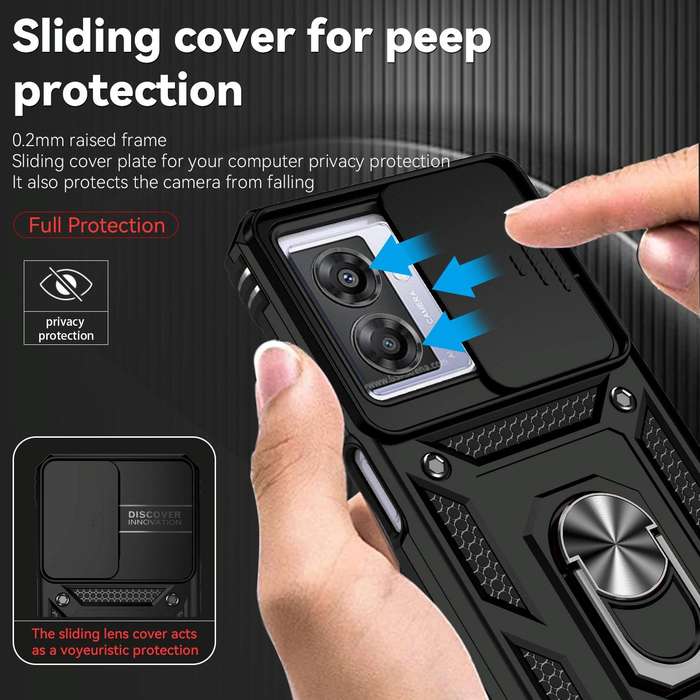 For OPPO A57 Sliding Camshield Holder Phone Case(Black)