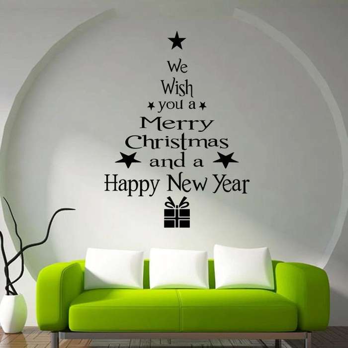 Blessing Christmas Tree Living Room Window Glass Door Removable Christmas Wall Sticker Decoration...