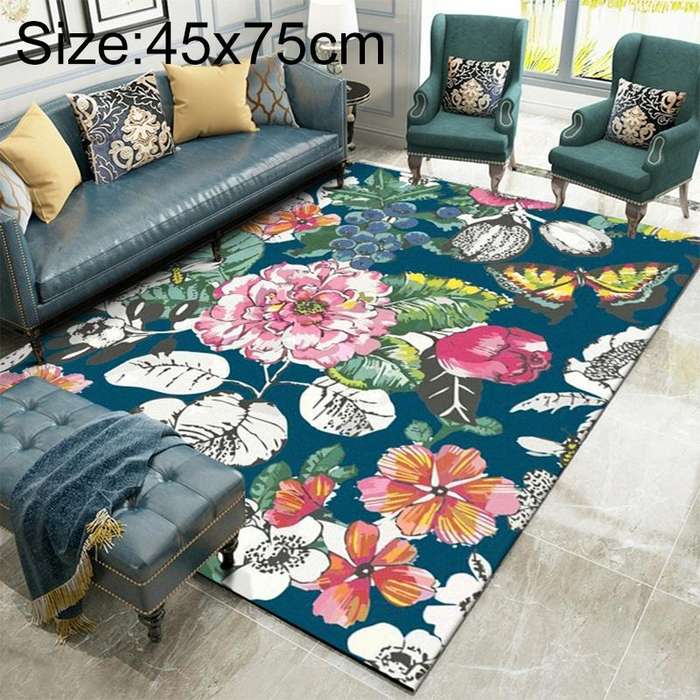 Country Flower Butterfly Door Mat Non-slip Floor Carpet, Size:45x75cm