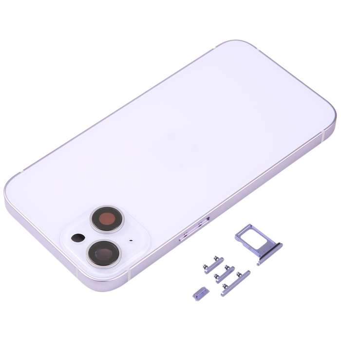 For iPhone 14 Battery Back Cover with Middle Frame / Side Keys(Purple)