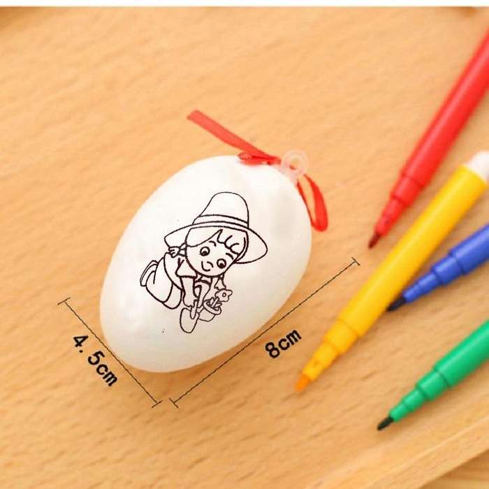 4 PCS Handmade Cartoon Painted Easter Eggs Children Educational Toys, Random Pattern and Color
