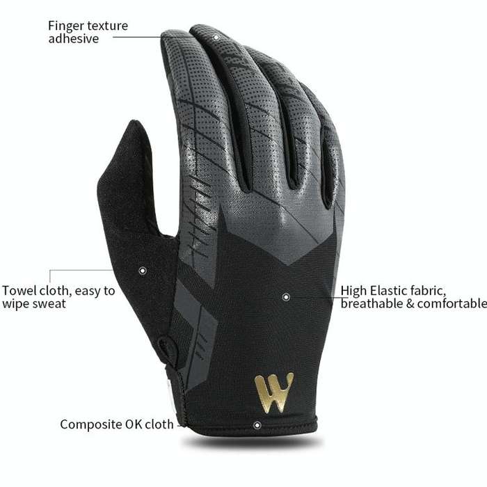 WEST BIKING YP0211207 Riding Full Finger Gloves Road Bike Mountain Bike Locomotive Shock Absorber...
