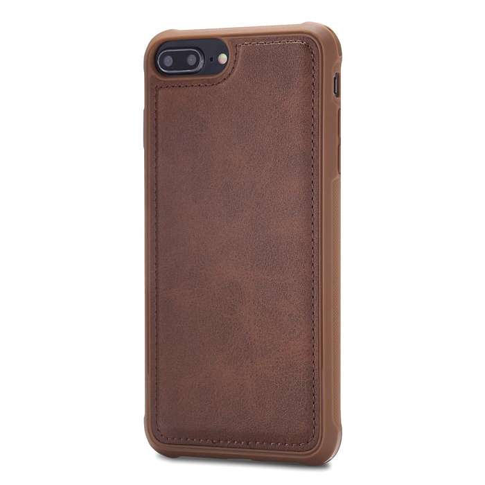 For iPhone 7 Plus / 8 Plus Magnetic Shockproof PC + TPU + PU Leather Protective Case(Coffee)