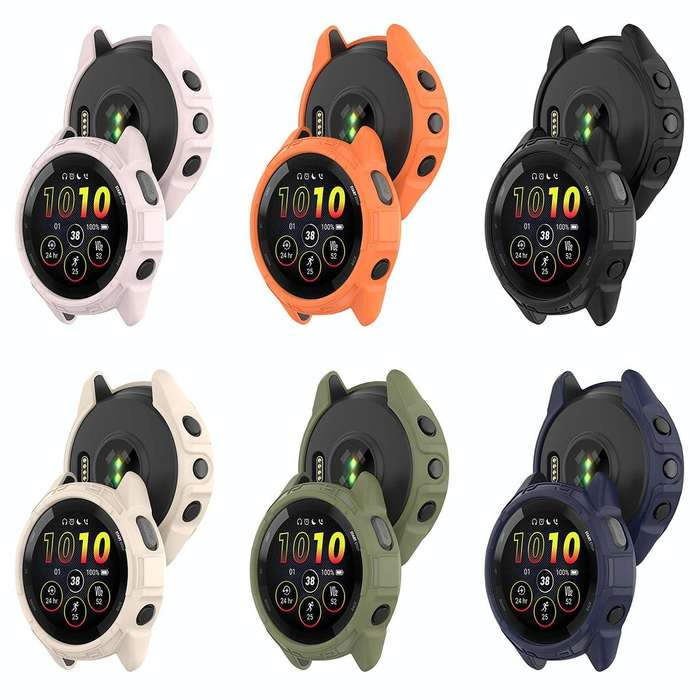 For Garmin Forerunner 265 Armor Hollow Watch Protective Case(Black)