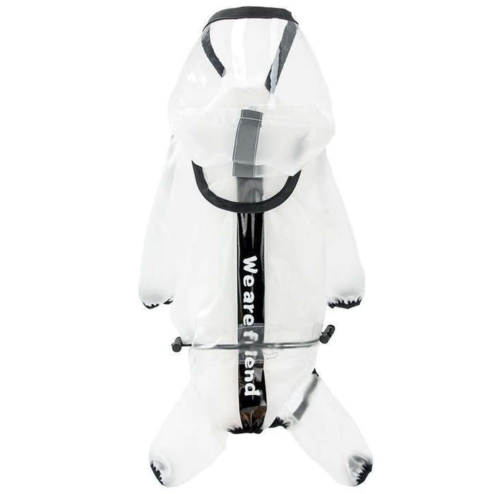 Dog Raincoat Four Foot Waterproof Transparent Reflective Poncho, Size: L(Matte White)