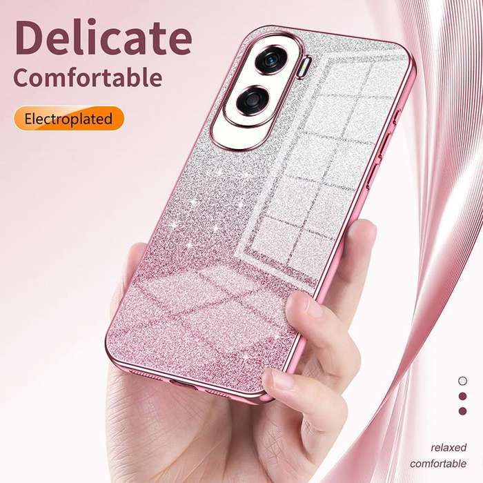 For Honor 90 Gradient Glitter Powder Electroplated Phone Case(Silver)