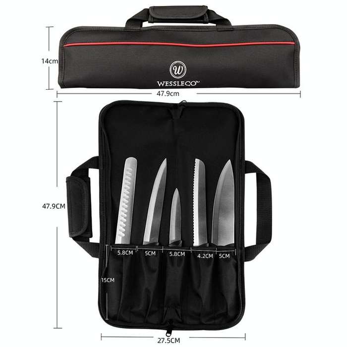 WESSLECO Kitchen Cutter Storage Bag Portable Knife Tool Bag(Blue)