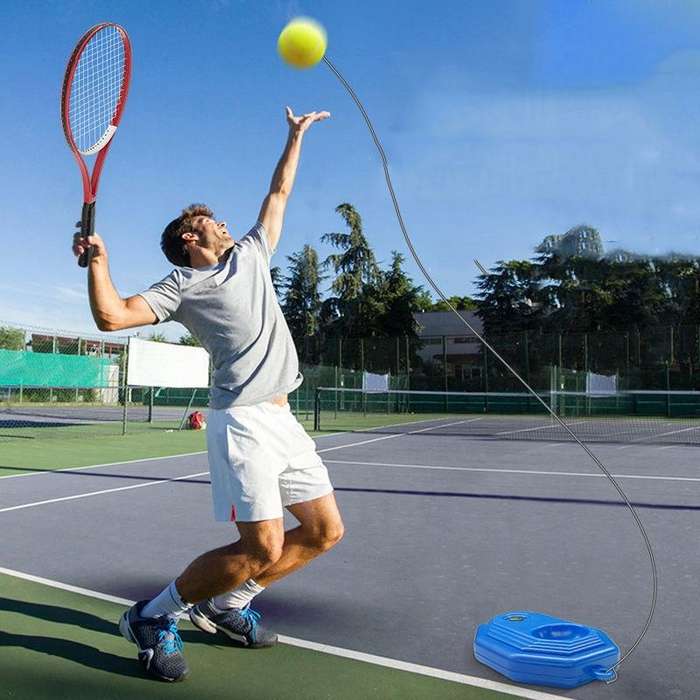 Tennis Racket Trainer Beginner Serve Rebound Tennis Racket Set Single(Racketx1+Basex1+Tennisx1)
