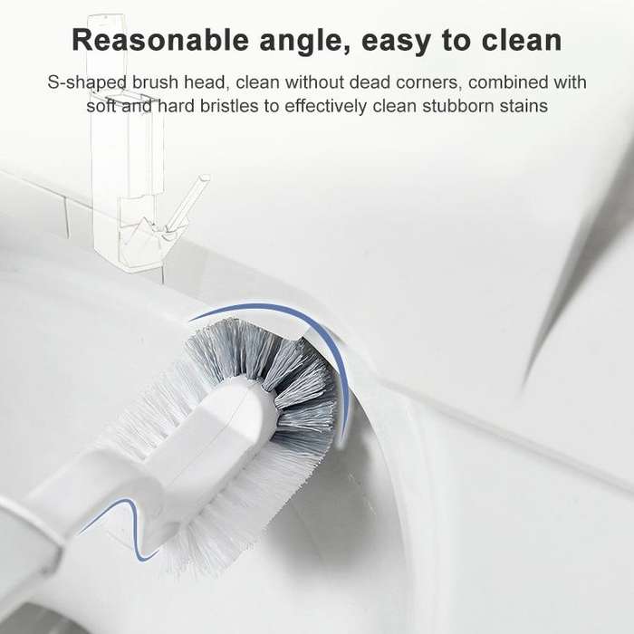Bathroom Toilet Toilet Brush Integrated Pressing Open Lid Square Trash Can Set with Brush(Ivory W...