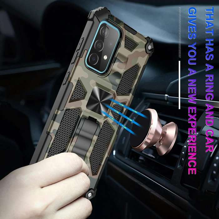For Samsung Galaxy A71 5G Camouflage Armor Shockproof TPU + PC Magnetic Protective Case with Hold...