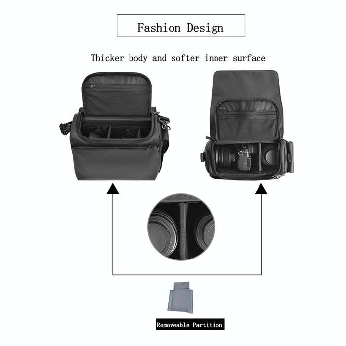 CADeN D73 Camera Sling Bag Water-resistant Shockproof Camera Handbag, Size:23.5 x 14 x 19cm Black...
