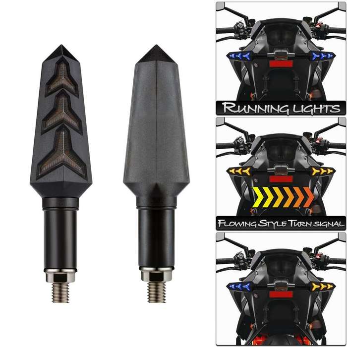 2 PCS KC031 Motorcycle Universal Flashing LED Turn Signal Brake Light(Yellow + Blue Light)