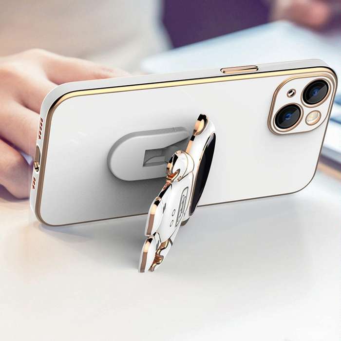 For iPhone 12 mini Plating Astronaut Holder Phone Case (Lavender Purple)