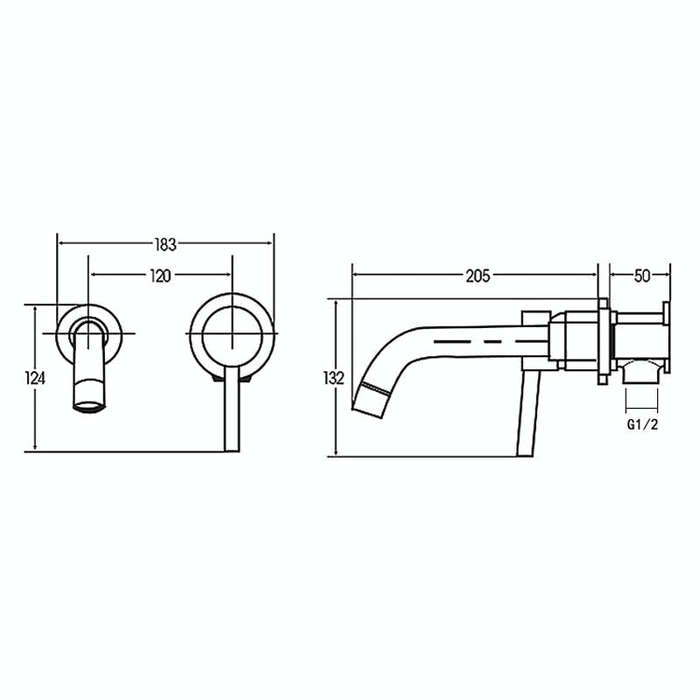 In-wall Hidden Concealed Faucet Hot and Cold Copper Mixing Valve, Specification: Black Split