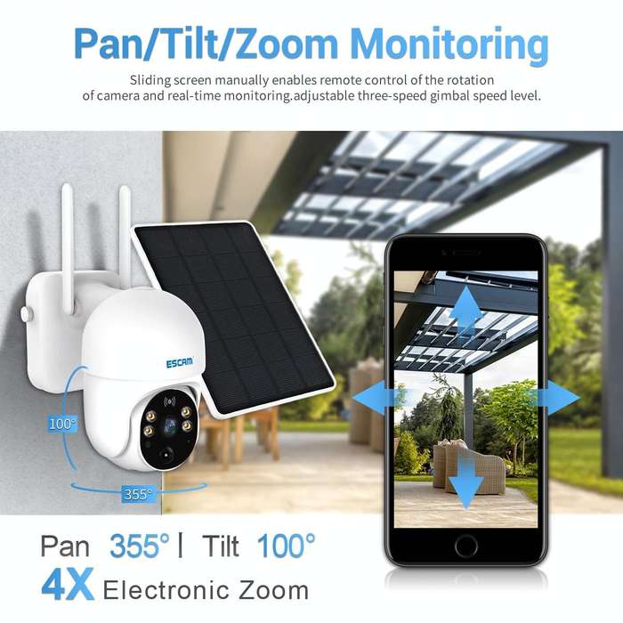 ESCAM QF255 2.0 Million Pixels 1080P HD WiFi Solar Camera, Support Two-way Voice & PIR Motion Det...