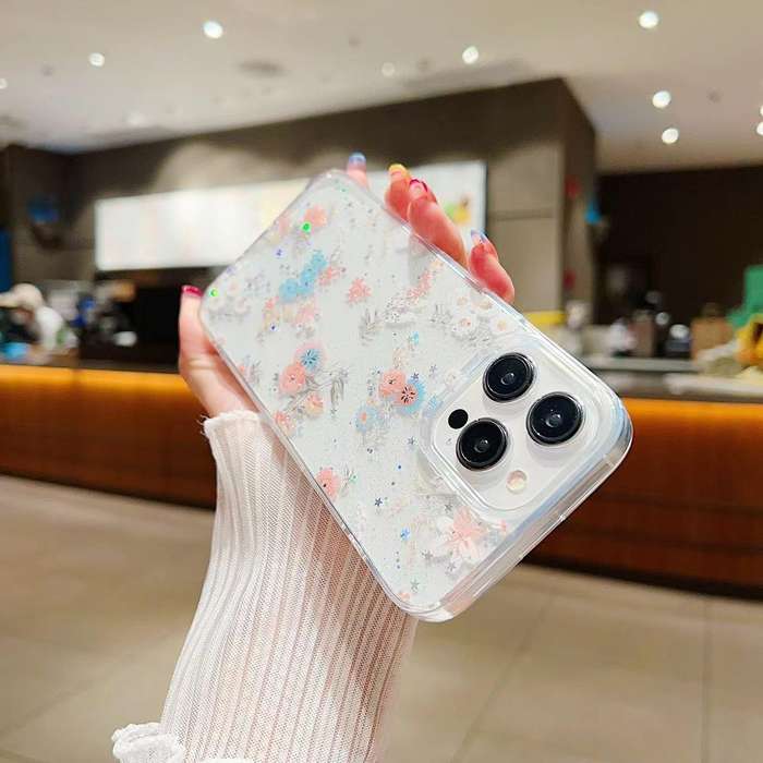 For iPhone 13 mini Fresh Small Floral Epoxy TPU Phone Case(D04)