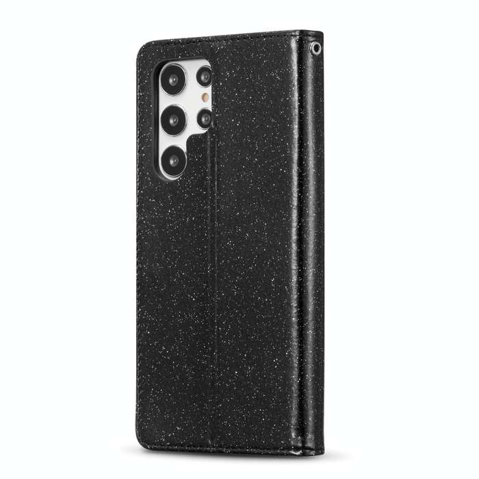For Samsung Galaxy S22 Ultra 5G Glitter Powder Love Leather Phone Case(Black)
