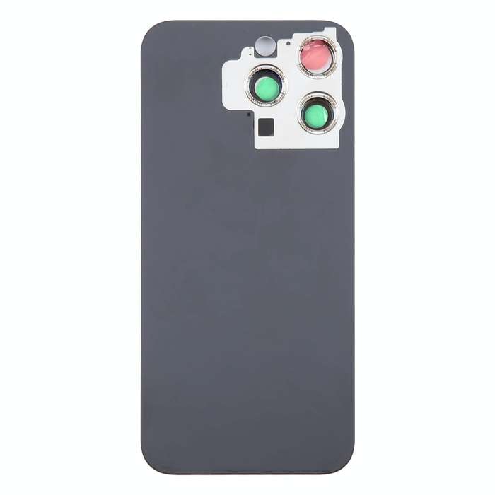 For iPhone 15 Pro Glass Battery Back Cover with Camera Lens Cover(Black)