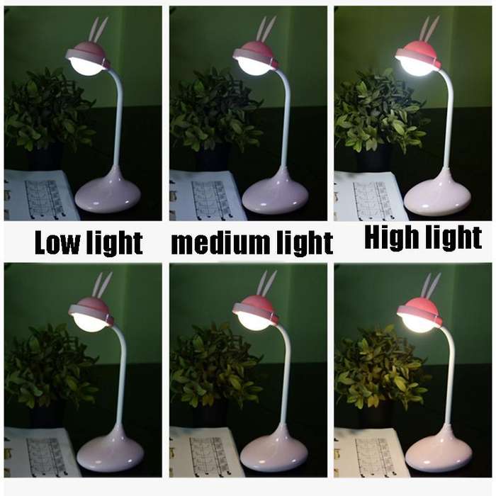 Rabbit Touch Desk Lamp USB Charging Eye Protection Creative Student Reading Bedroom Folding Bedsi...