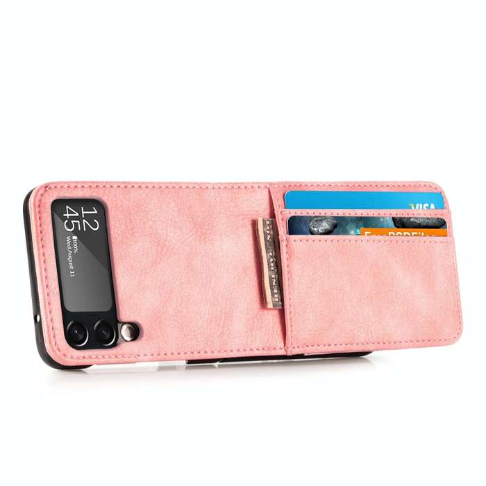 For Samsung Galaxy Z Flip3 5G Vertical Flip Card Slot Leather Phone Case(Pink)