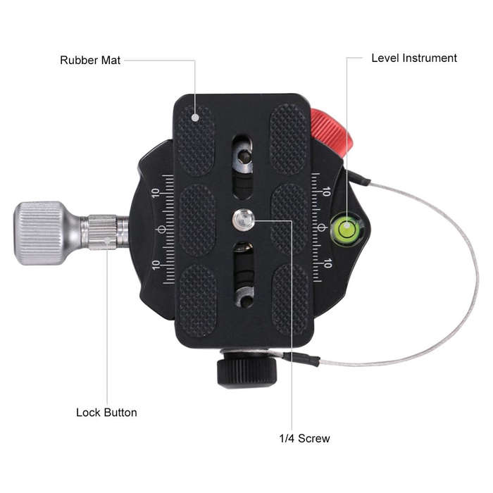 PULUZ Aluminum Alloy Panoramic Indexing Rotator Ball Head with Quick Release Plate for Camera Tri...