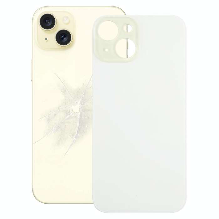 For iPhone 15 Easy Replacement Big Camera Hole Glass Back Battery Cover(Yellow)