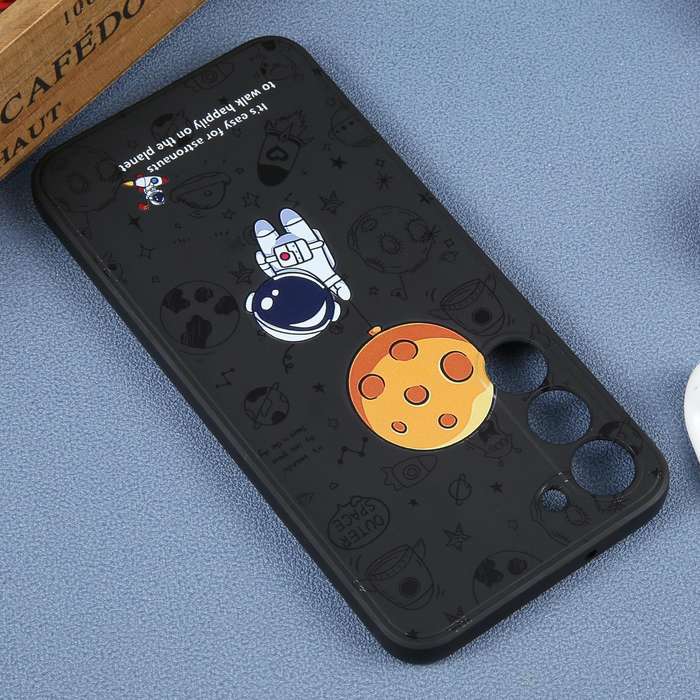 For Samsung Galaxy A20 / A30 Astronaut Pattern Silicone Straight Edge Phone Case(Planet Landing-B...