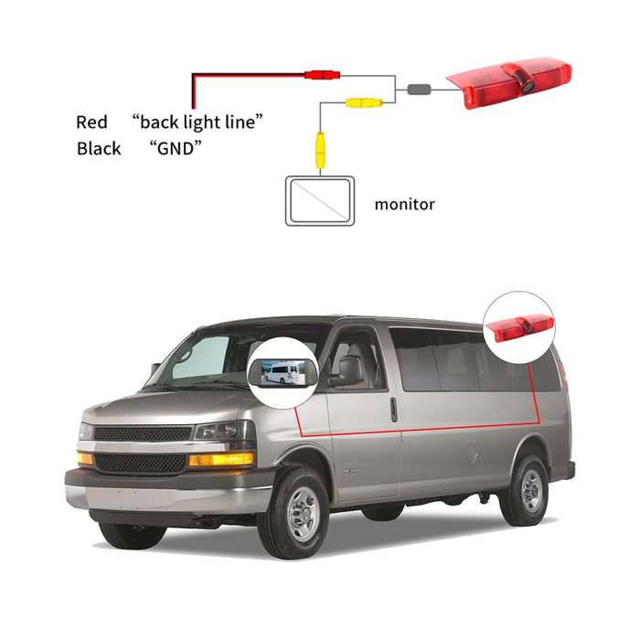 PZ478 Car Waterproof 170 Degree Brake Light View Camera + 7 inch Rearview Monitor for Chevrolet E...