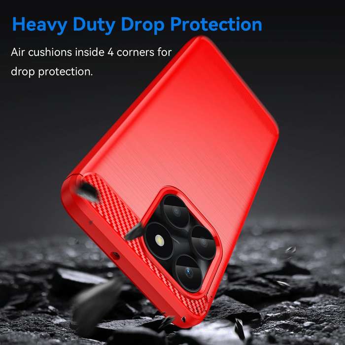 For Honor X6a Brushed Texture Carbon Fiber TPU Phone Case(Red)