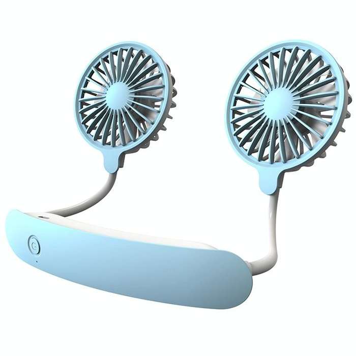 F6 Outdoor Mini Hanging Neck Fan USB Charging Lazy Small Fan (Blue)