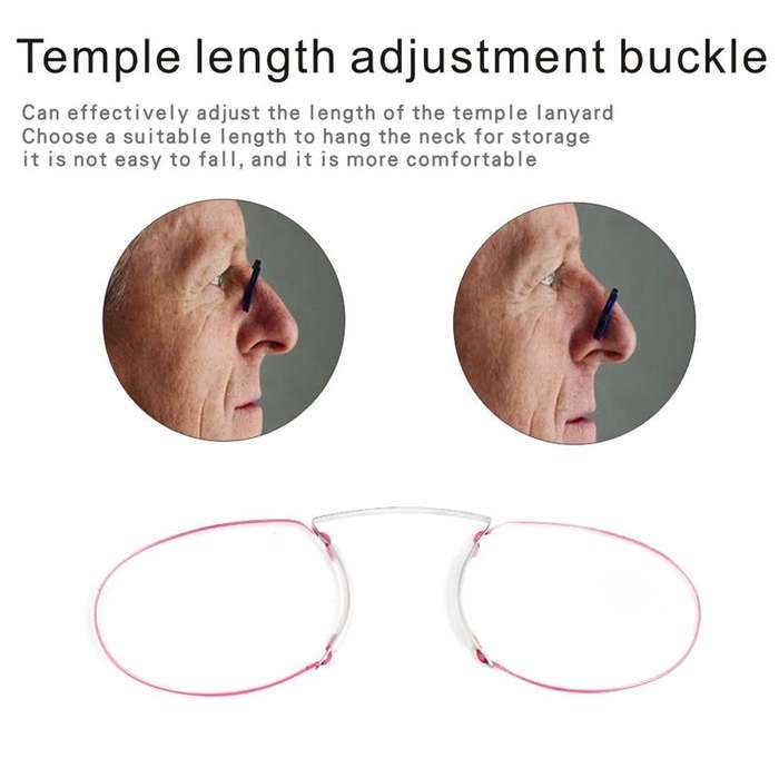 Pince-nez Reading Glasses Frameless Magnifying Glasses, Degree: +150(Red)