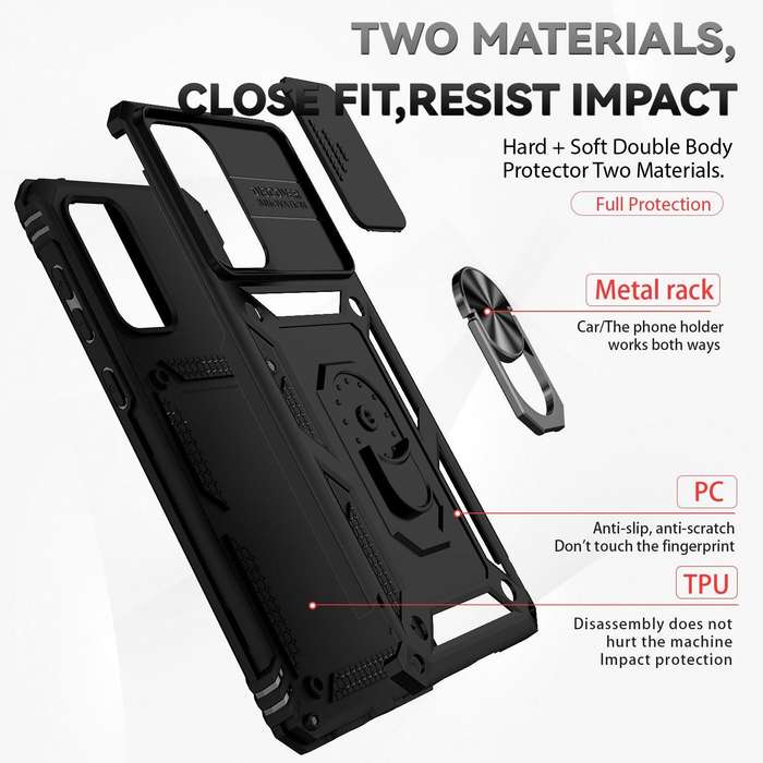 For Samsung Galaxy A73 5G Sliding Camshield Holder Phone Case(Black)