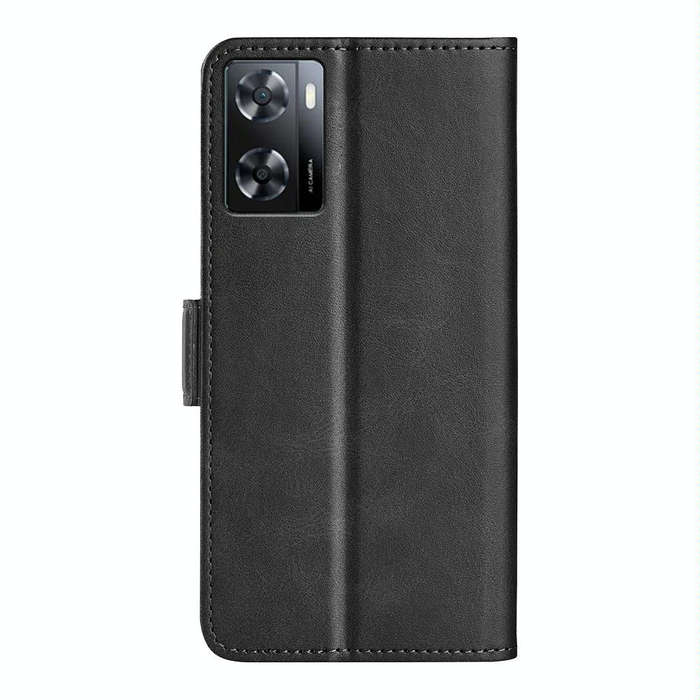For OPPO A57 4G Dual-side Magnetic Buckle Horizontal Flip Leather Phone Case(Black)