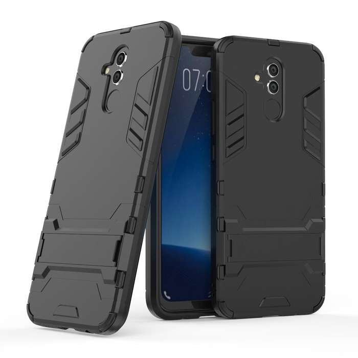 Shockproof PC + TPU Case for Huawei Mate 20 Lite, with Holder(Black)