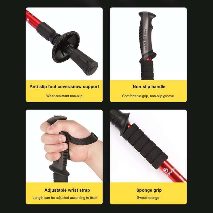 Folding Adjustable Crutch / Walking Stick with Compass, Height: 0.5-1.1m (Random Color Delivery)