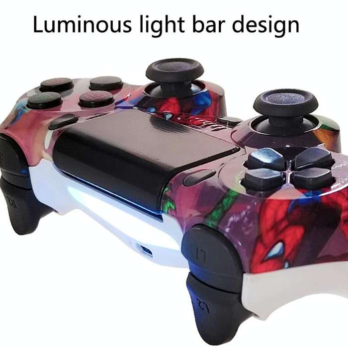 For PS4 Wireless Bluetooth Game Controller With Light Strip Dual Vibration Game Handle(Black)