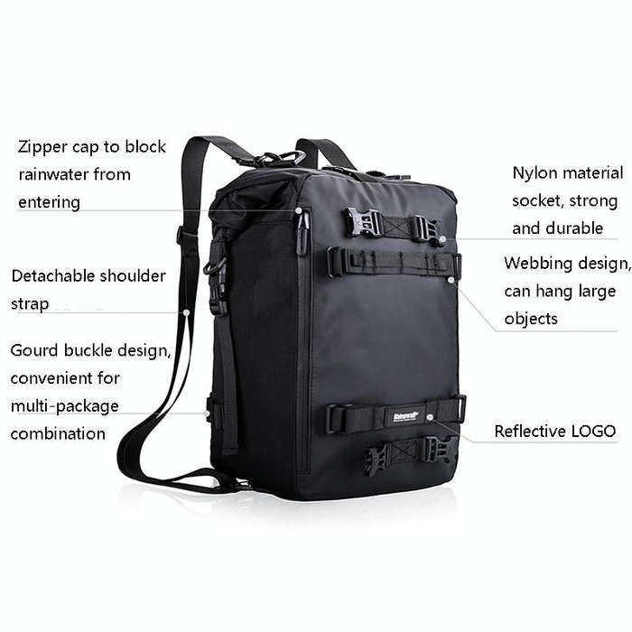 Rhinowalk Multi-Function Motorcycle Rear Seat Bag Combination Rear Shelf Pannier, Colour: Yellow 30L