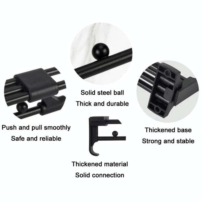 YO5C Monorail 6 Beads Wardrobe Hardware Push-Pull Hanging Rod Clothes Rail