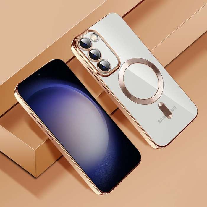 For Samsung Galaxy Note20 Ultra CD Texture Plating TPU MagSafe Phone Case with Lens Film(Brown)