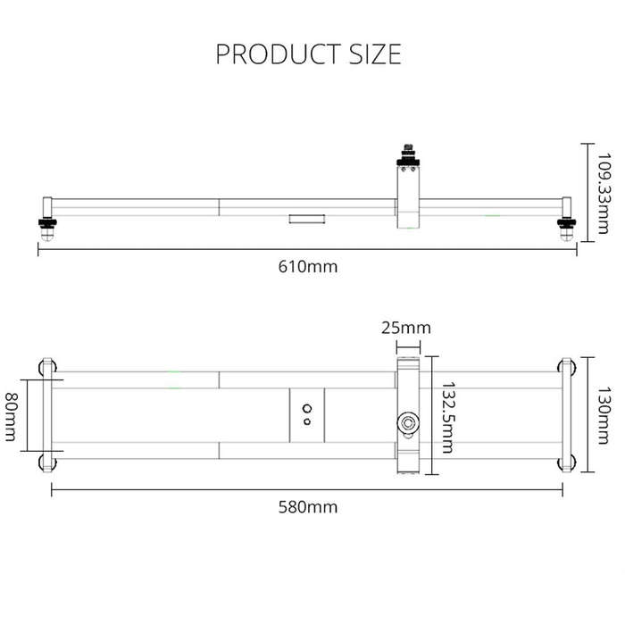 YELANGU YLG0119A 60cm Splicing Slide Rail Track + Trolley Rail Buckle for SLR Cameras / Video Cam...
